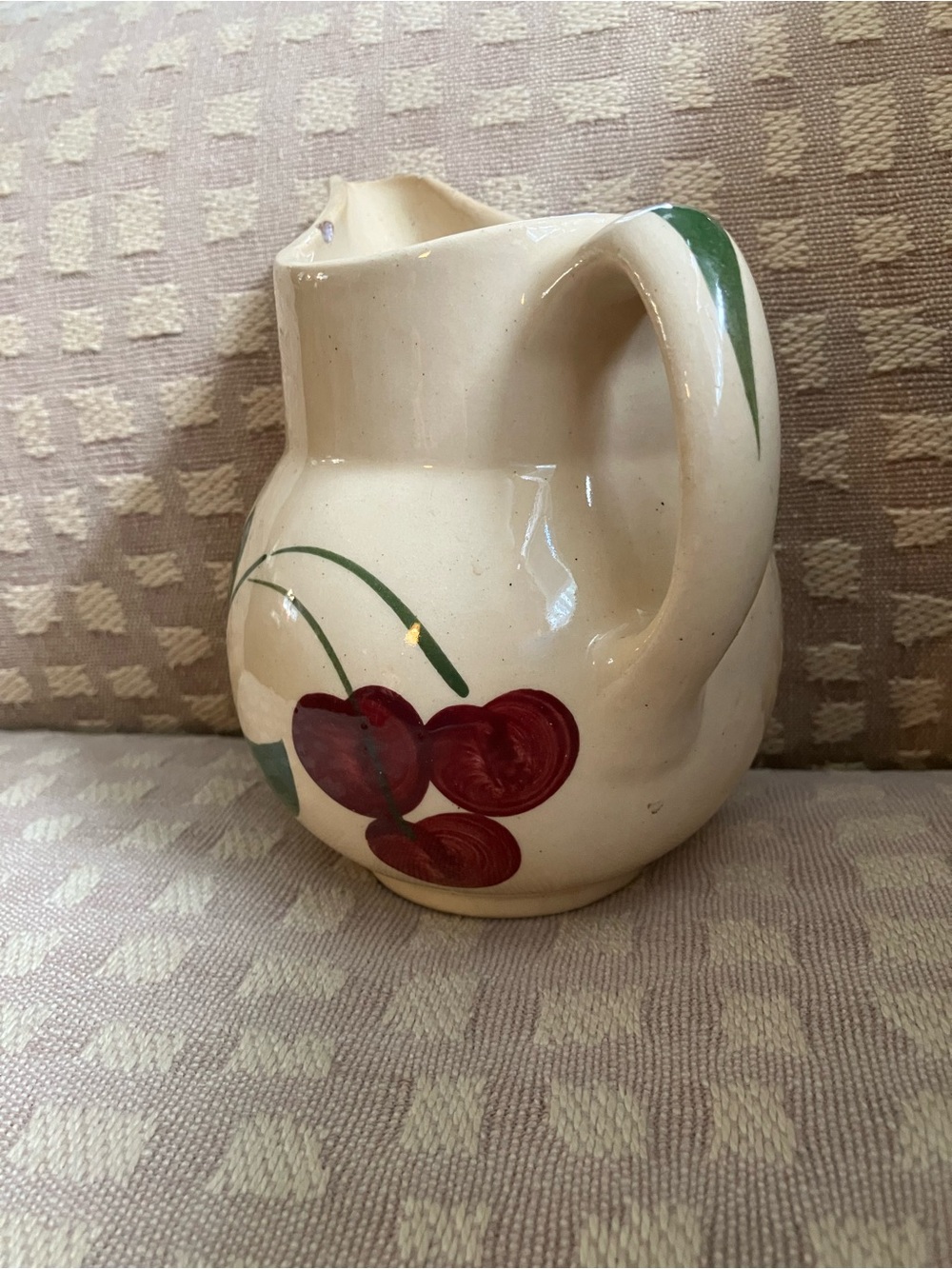 Vintage Watt Pottery Cherries and Starflower Pitcher #15